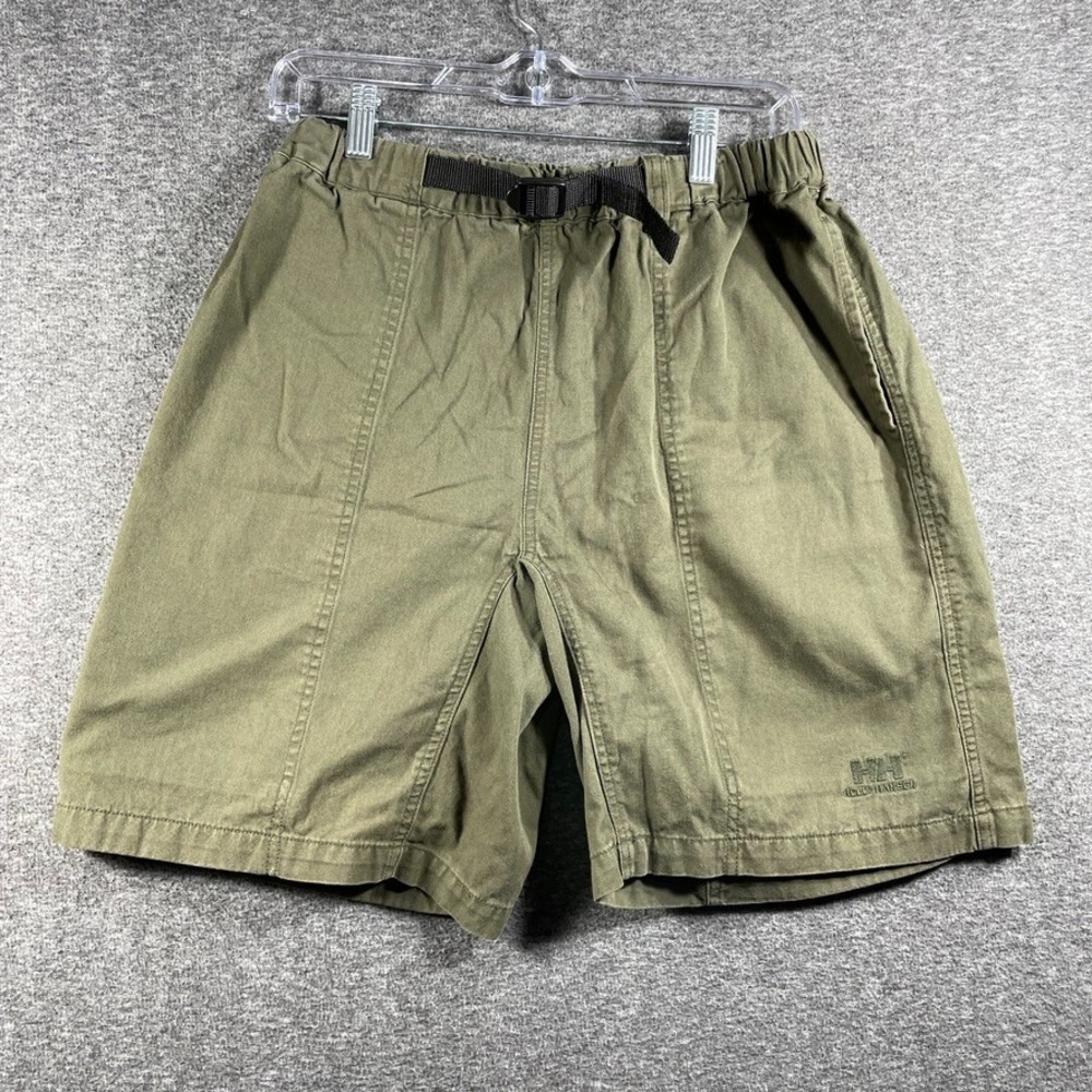 Vintage Helly Hansen Mens Medium Green Shorts Stretch Elastic Waist Belt Outdoor